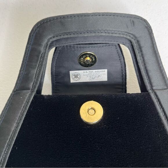 K F Ltd Black Velvet Satchel Handle Shoulder Strap Handbag Dressy Cocktail - Picture 6 of 12